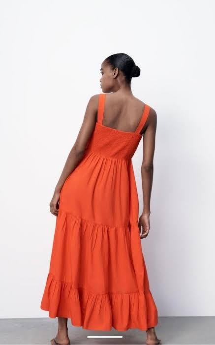 Zara red poplin sales dress