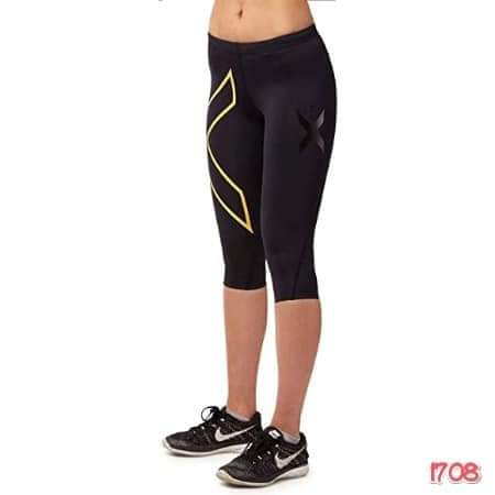 2XU COMPRESSION TIGHTS 3/4 BLACK YELLOW 