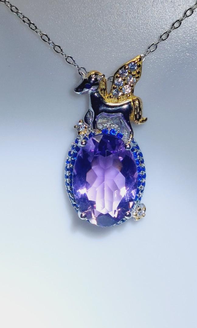 Purple sales gemstone necklace