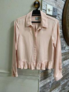 Asos UK6 light pink / blush frill blouse
