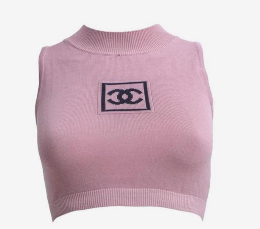 Authentic and Vintage Chanel Crop Top in Pink, Luxury, Apparel on Carousell