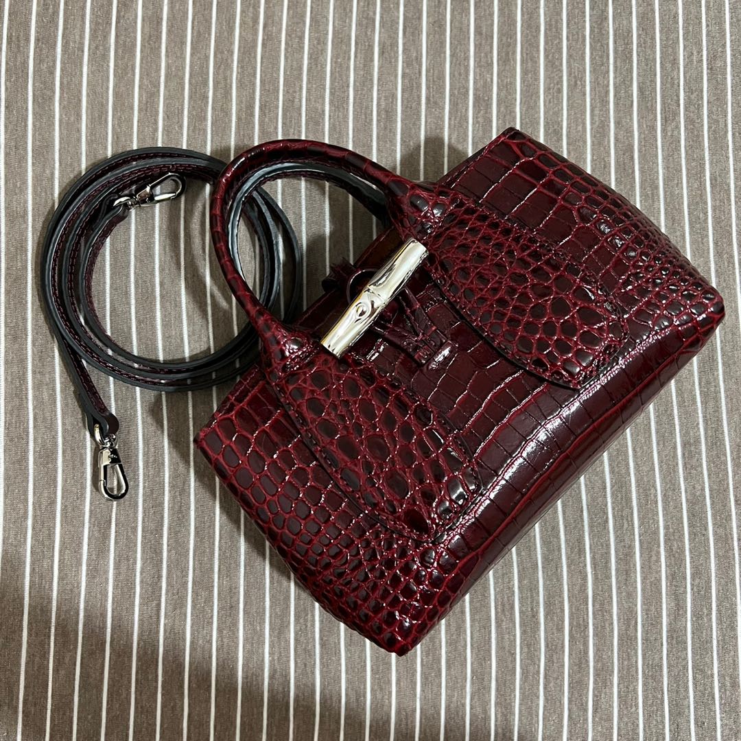AUTHENTIC PRELOVED LONGCHAMP ROSEAU TOP HANDLE BAG XS (BURGUNDY