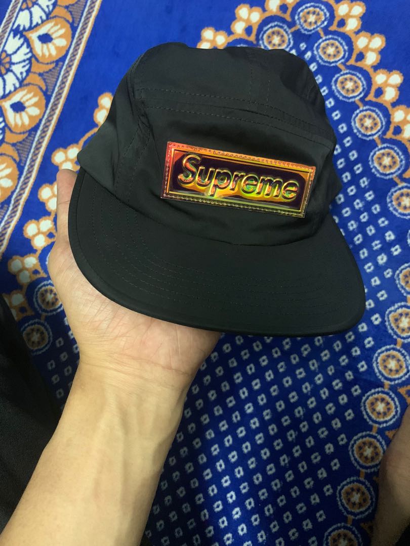 Black Supreme Iridescent Logo Camp Cap ss17 Men s Fashion