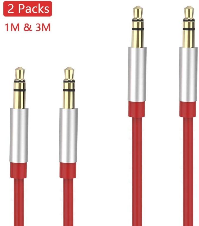4X 4FT 3.5MM AUX MALE/FEMALE EXTENSION CABLE RED FOR GALAXY S III NOTE TAB