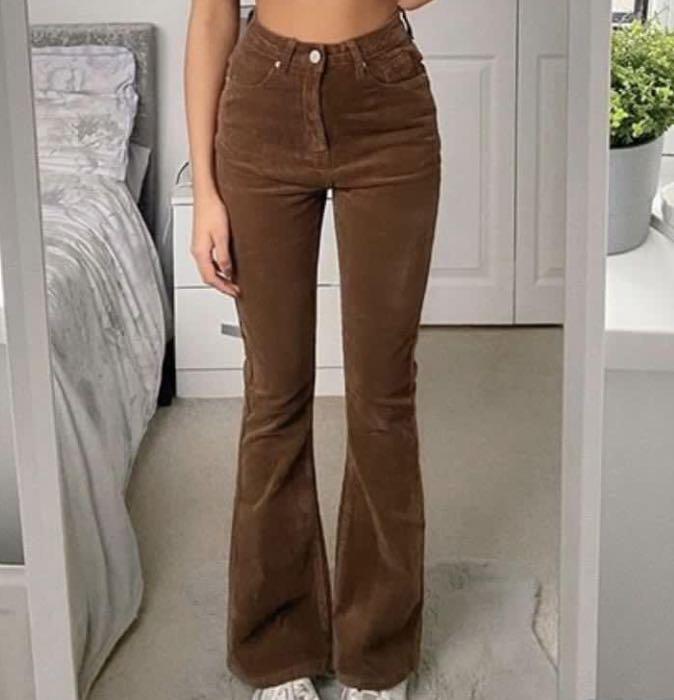 Brown flare pants / bootcut corduroy jeans, Women's Fashion