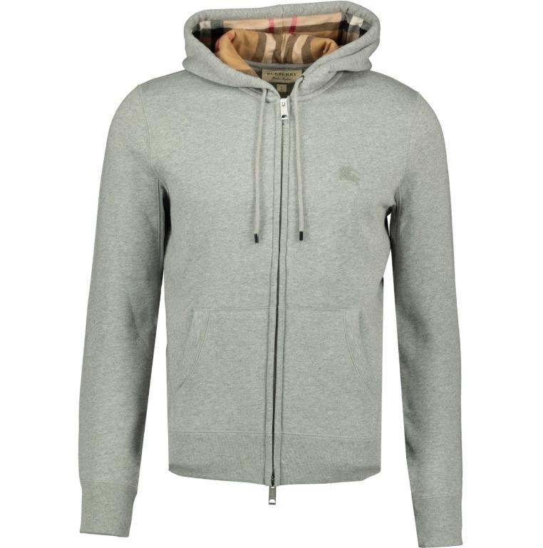 Burberry Check Detail Pullover Zip Up Hoodie Hooded Sweatshirt