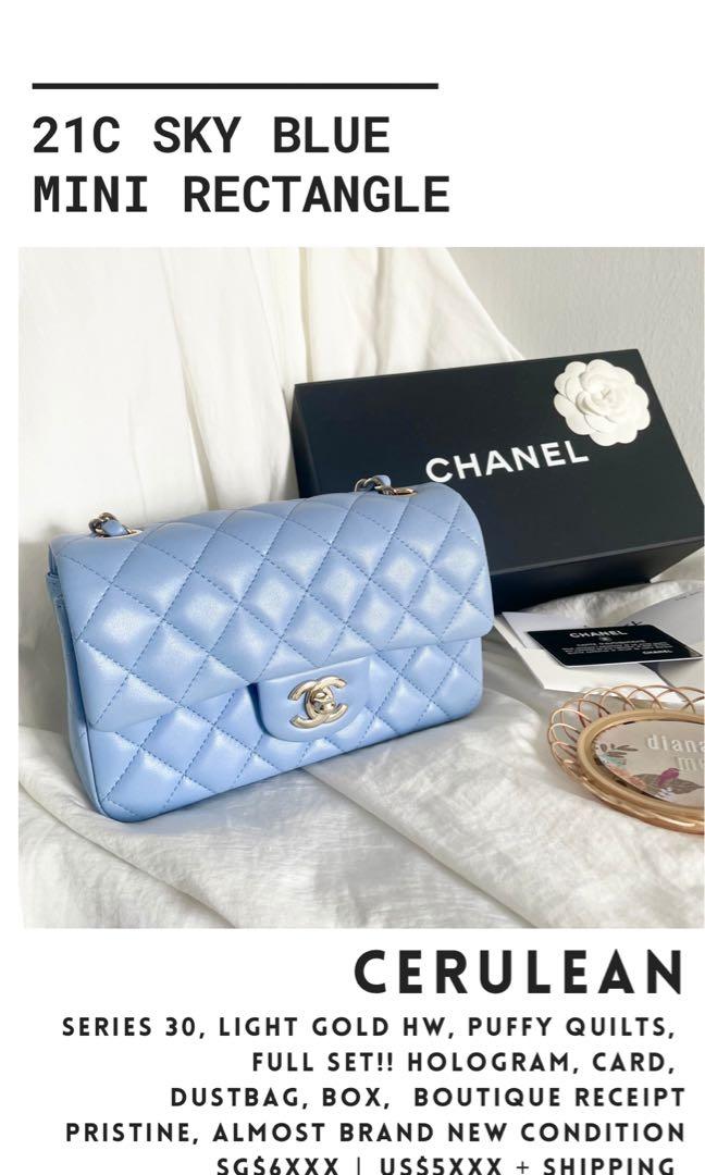 21C Sky Blue Lambskin Quilted Classic Flap Light Gold Hardware