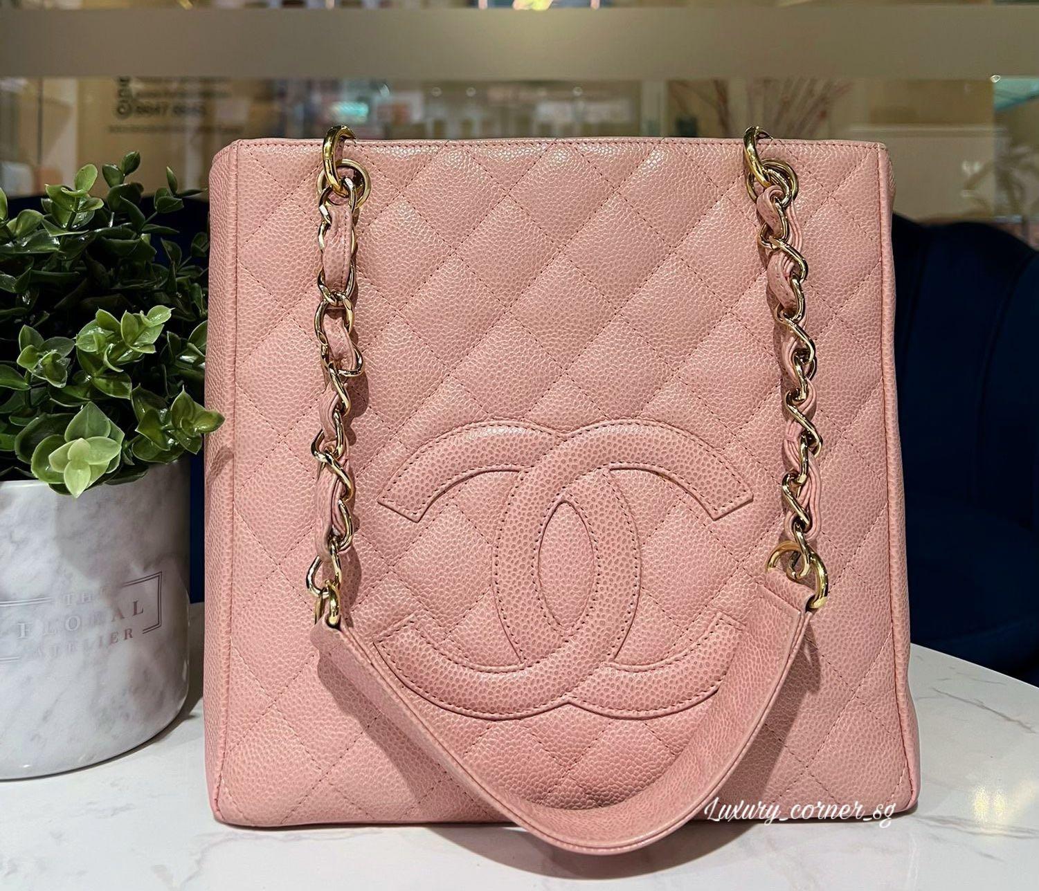 Chanel vintage classic flap medium pink caviar with silver