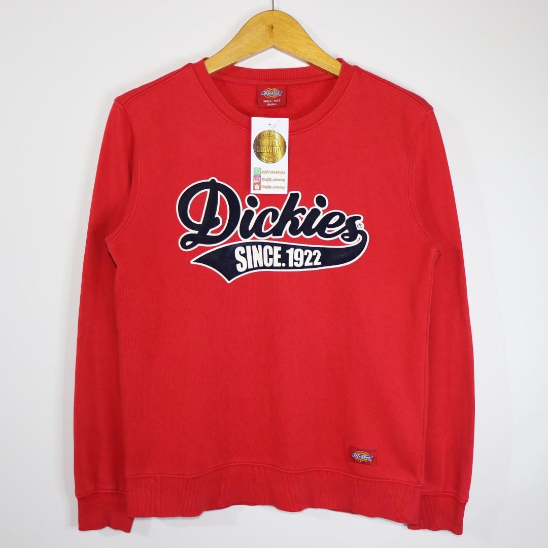Crewneck Dickies velvet Red, Fesyen 