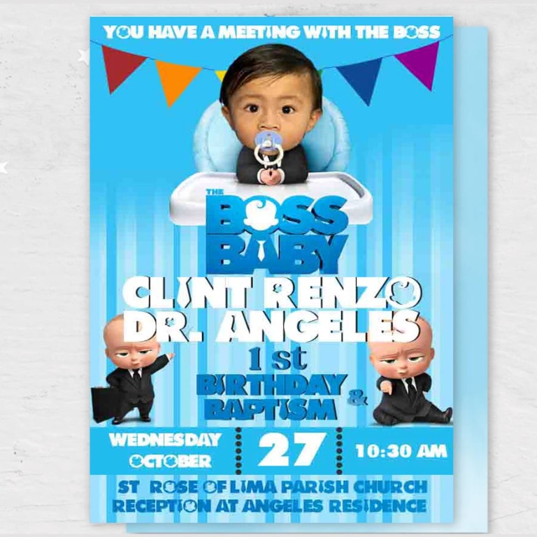 Customized Birthday And Baptism Boss Baby Invitation Card, Hobbies & Toys,  Stationary & Craft, Occasions & Party Supplies On Carousell