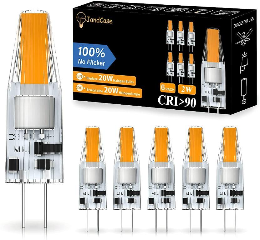 Equivalent 60W G4 Halogen Lamps Energy Saving LED Lamps for Chandelier Wall Sconce- Pack of 10,Warm White 6W 12V AC DC G4 LED Light Bulbs No Flicker 360° Beam Angle 