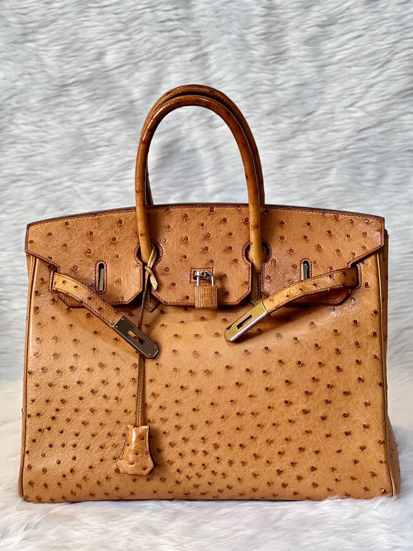 Hermes Cognac Ostrich 'Birkin 35' Bag
