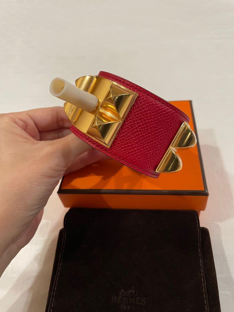 Hermes CDC Rouge Casaque Epsom Gold Hardware BRAND NEW (Category: Bracelets) located in Singapore. Submitted by melodyluxury (Listing ID 1144117209, Image 2). Description: Brand New All seals intact Rouge Casaque with Gold Hardware Epsom leather Comes with full set with receipt No low ballers .