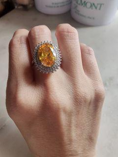 High Jewelry Princess Diana design Citrine CZ stone ring