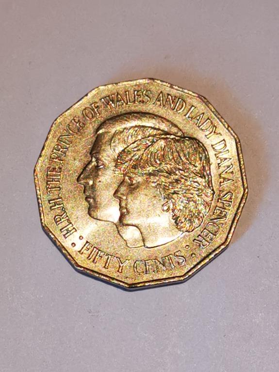 HRH The Prince of Wales and Lady Diana Spencer 1981 Ausrtalian Fifty Cents Coin, Hobbies & Toys