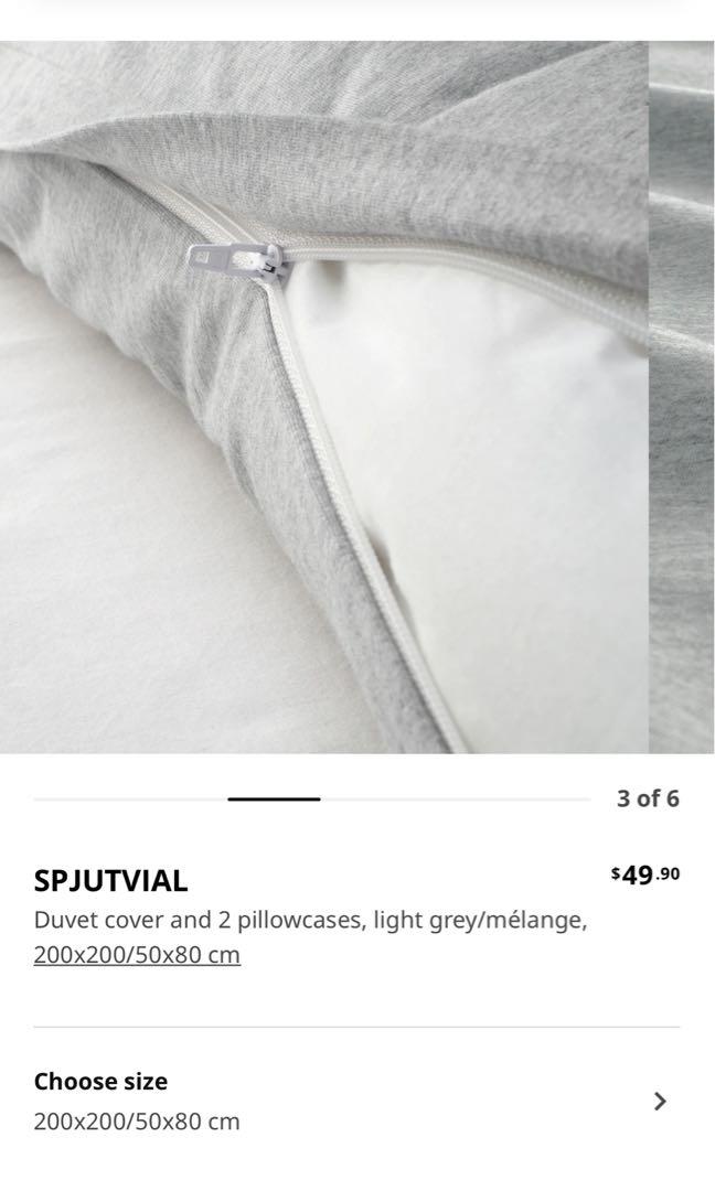 SPJUTVIAL duvet cover and pillowcase(s), light gray/mélange, Twin