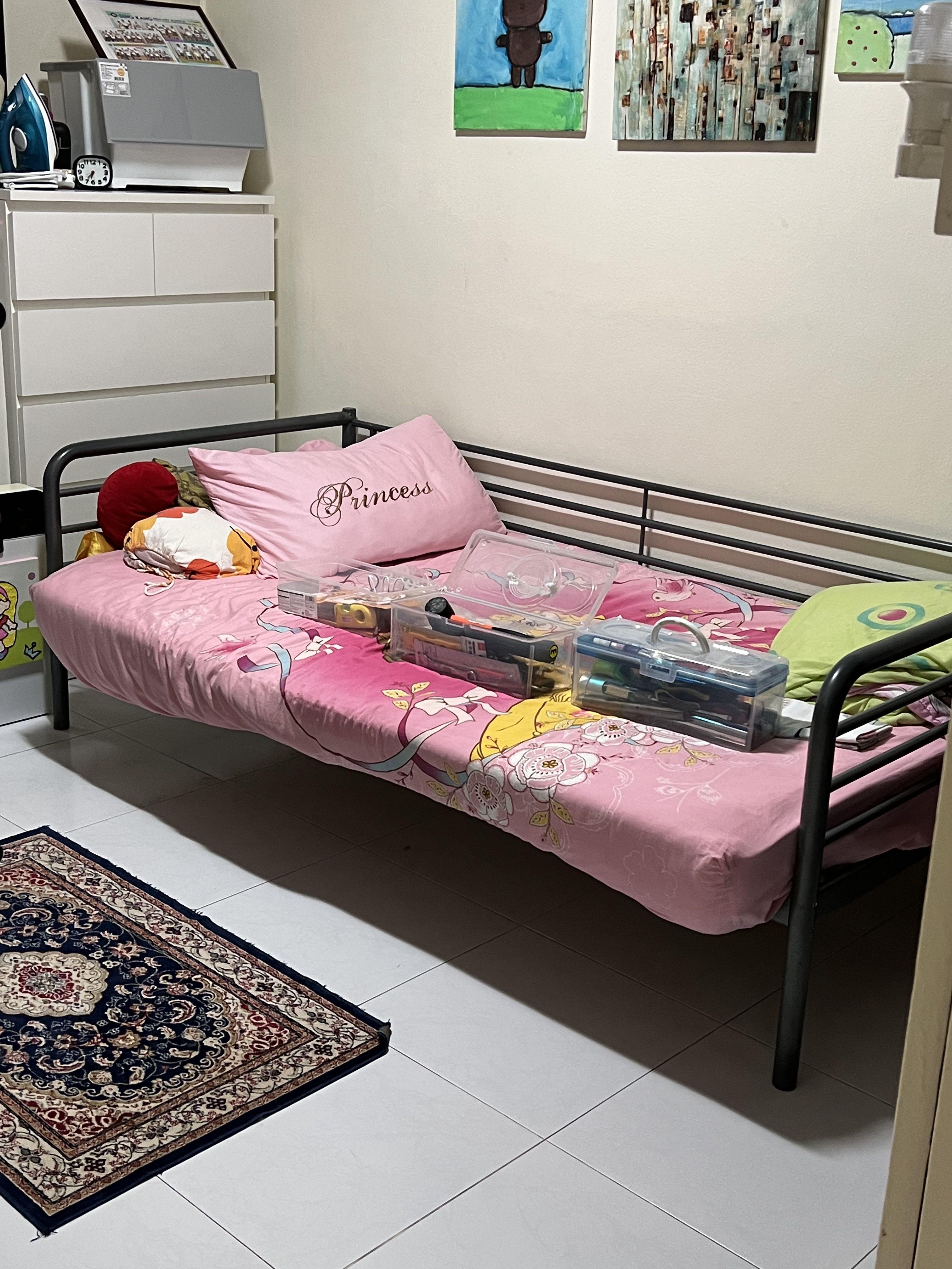 Ikea metal bed frame, Furniture & Home Living, Furniture, Bed Frames