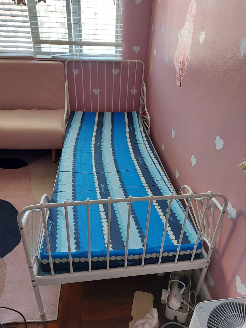 IKEA MINNEN EXTENDABLE BED WITH URATEX FOAM MATTRESS, Furniture & Home