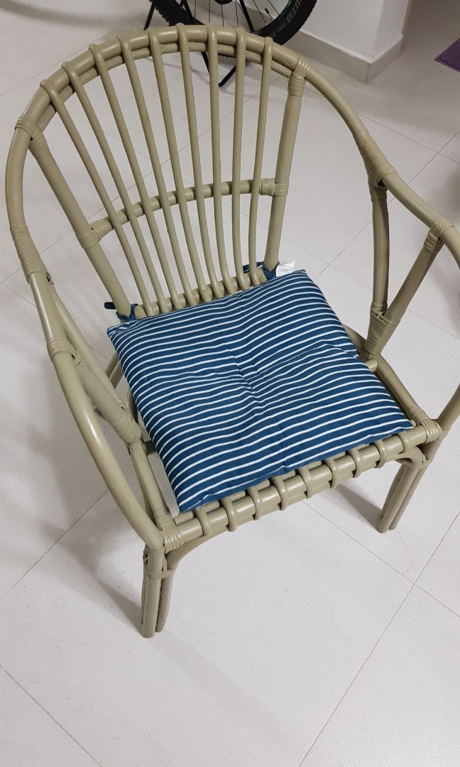 Ikea rattan chair with cussion, Furniture & Home Living, Furniture