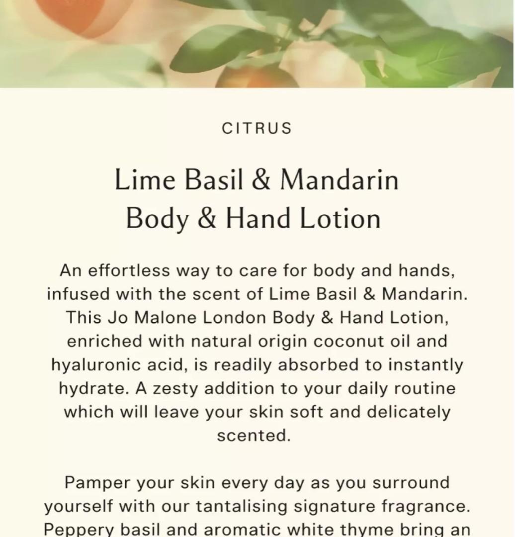 Jo malone london lime basil & mandarin body hot sale & hand lotion