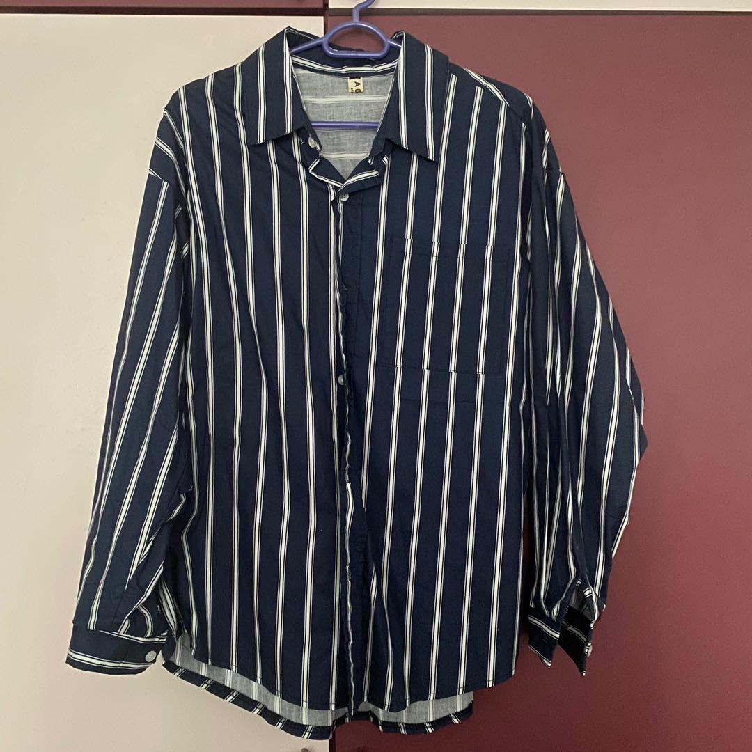 Navy Striped Shirt, Men's Fashion, Tops & Sets, Tshirts & Polo Shirts ...