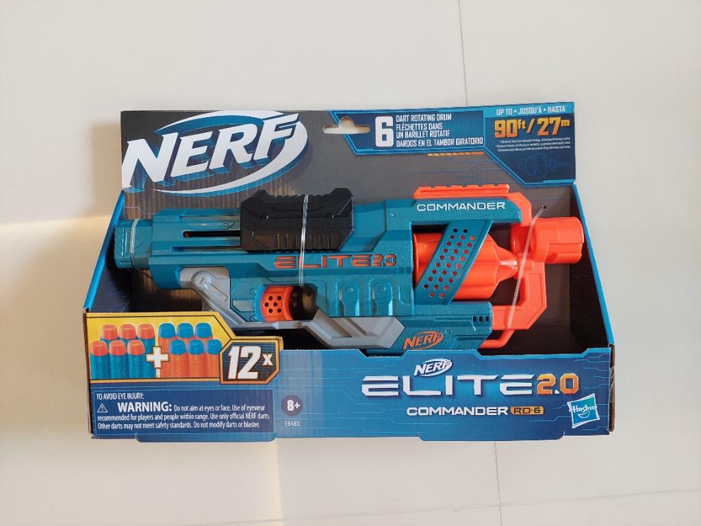NERF Elite 2.0 Commander RD-6 Blaster, 12 Darts, 6-Dart Rotating Drum ...