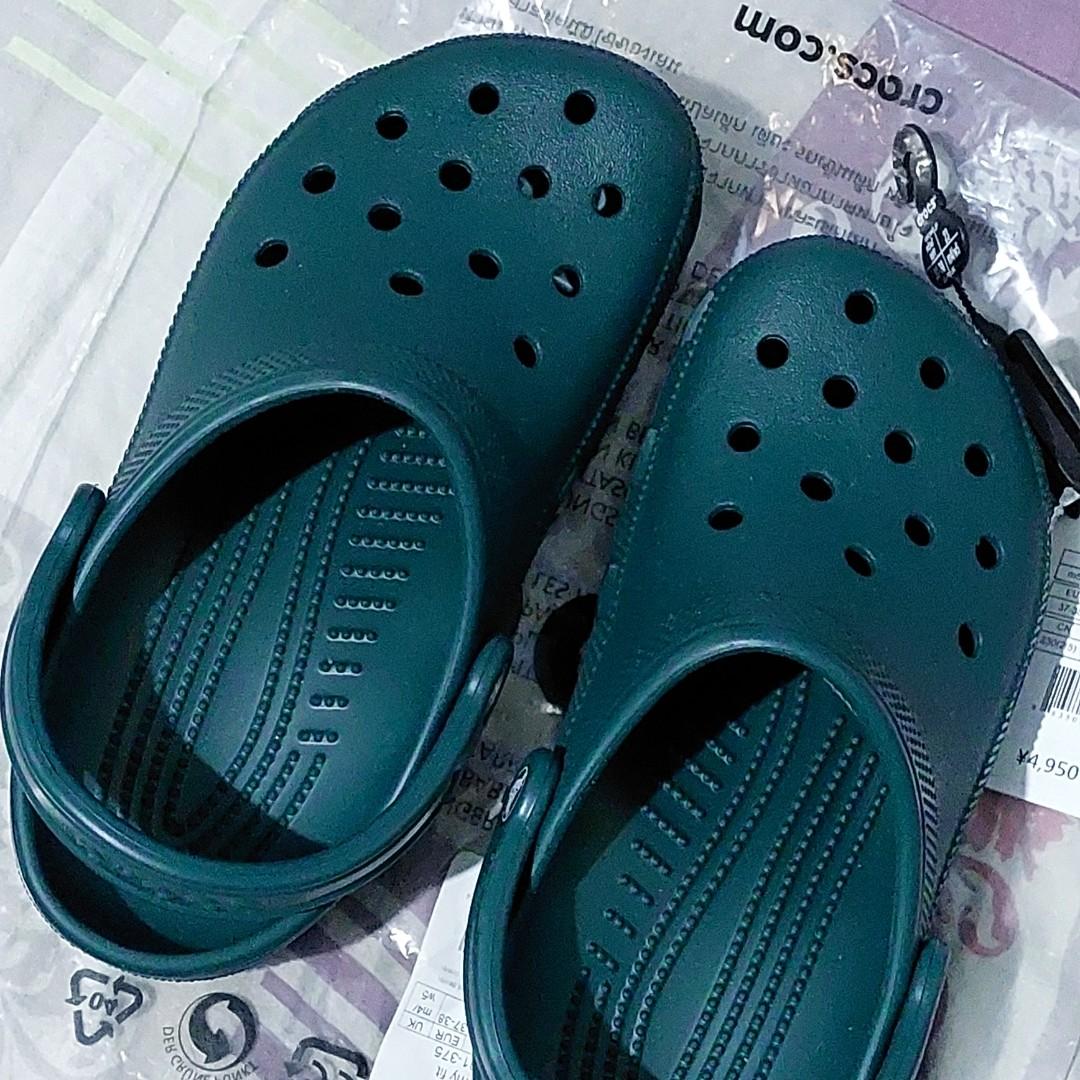 Original CROCS Classic Clog in Evergreen (Rare Color), Women's Fashion