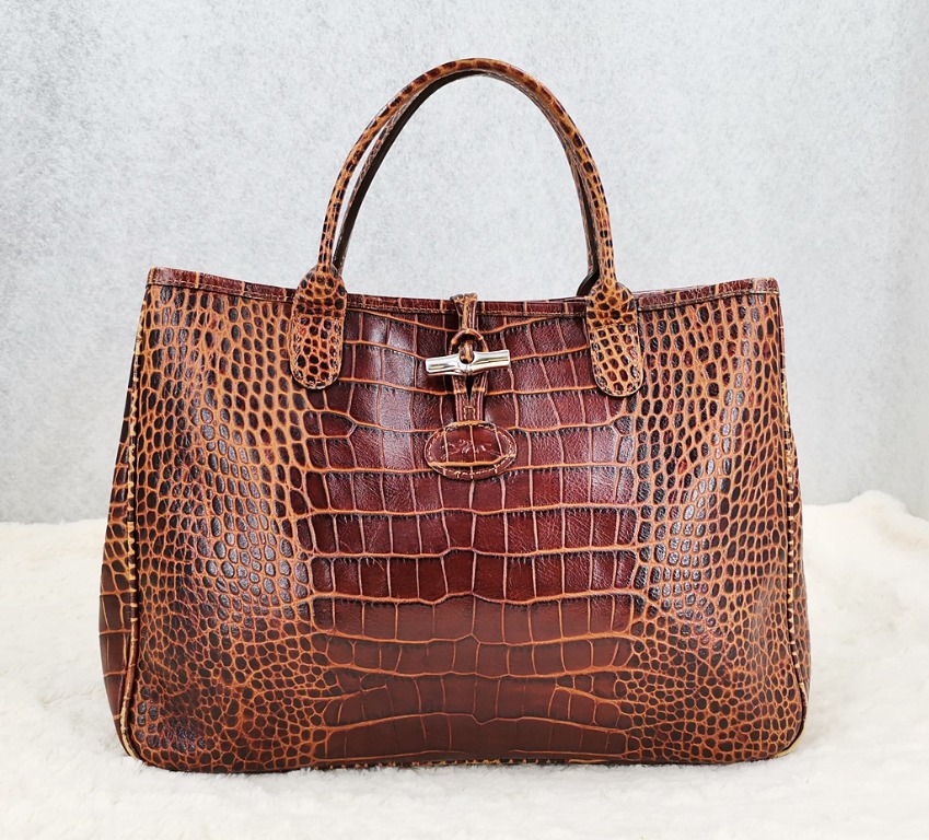 original LONGCHAMP Roseau Crocodile Leather bag Women s