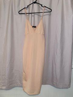 Peach pink midi dress