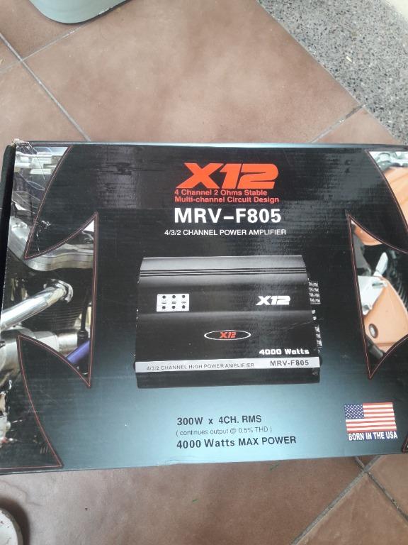 Power Amplifiers (Category: Soundbars, Speakers & Amplifiers) located in Manila. Submitted by rionava (Listing ID 1144142671, Image 2). Description: For sale X-MRV F805 x12 4 channel 2 ohms stable 4000 watts maximum power 4/3/2 channel power amplifier 300wx 4ch Rms as is with box for details just contact the seller at 09363585485 for pick up only..