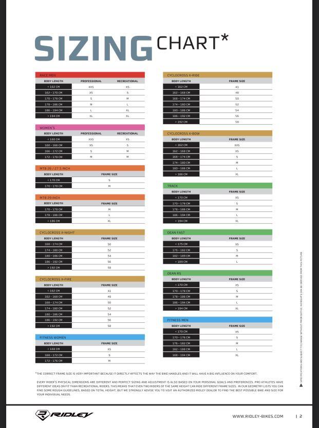 ridley noah fast size guide