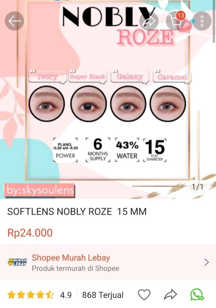 Softlens Nobly Caramel Dia 15 Cm Normal New Kesehatan Kecantikan Parfum Kuku Lainnya Di Carousell