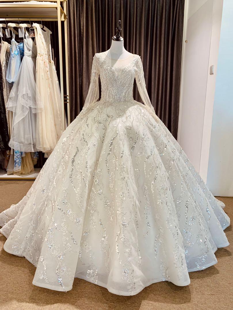 White glitter online ball gown