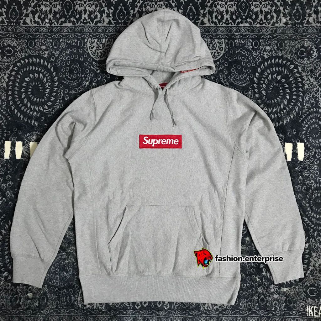 Supreme box logo grey hoodie hotsell