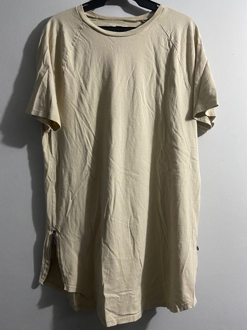 Topman cream longline shirt, Men's 