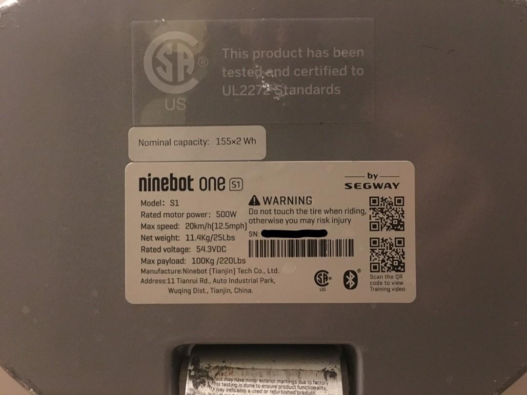 The only UL2272 LTA compliant EUC Ninebot S1 electric unicycle, Sports