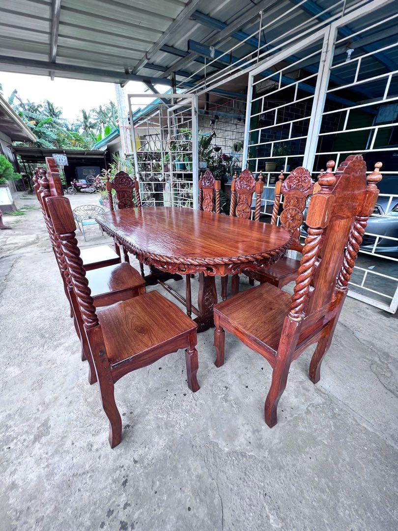 Vintage Narra 8seater Dining Table and Chairs, Hobbies & Toys