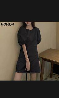 VONDA women Korea Style Casual shirt dress
