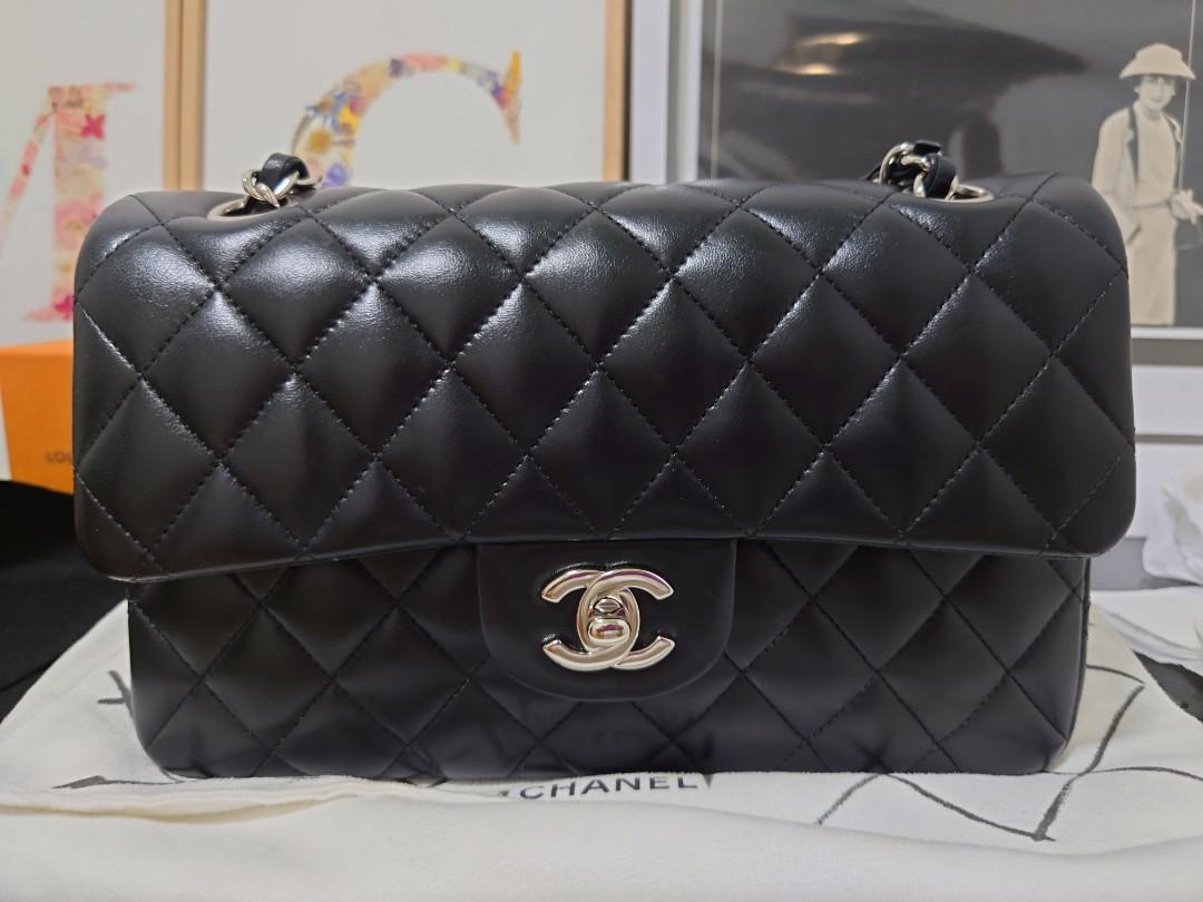Chanel Vintage Classic Double Flap Bag Quilted Lambskin Small Black | eBay
