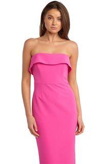Strapless Midi dress in hot pink