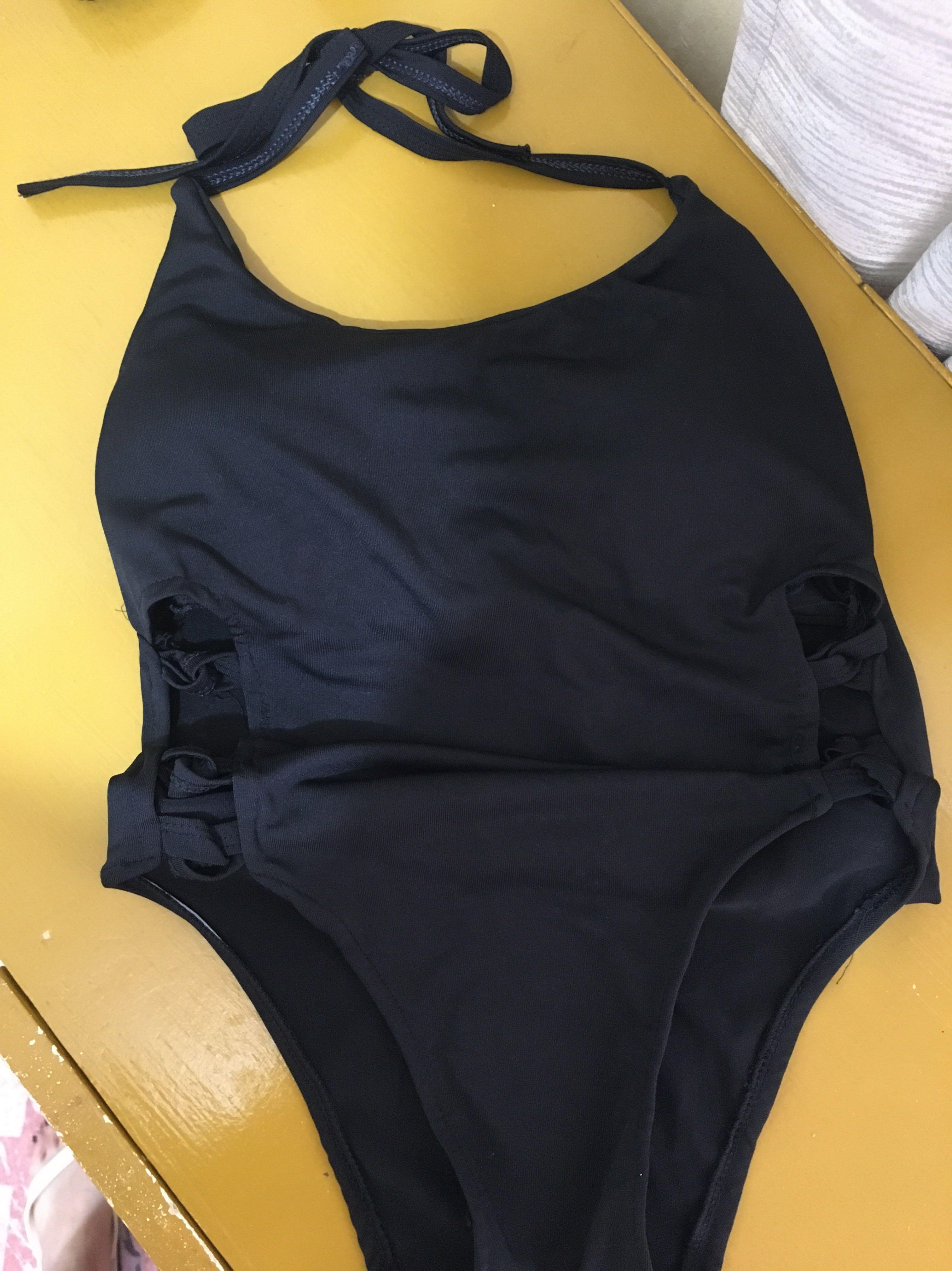 Black one piece padded swimsuit, Women's Fashion, Swimwear, Bikinis