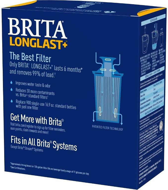 Brita Longlast Replacement Water Filter for Pitchers, 120 gallon each