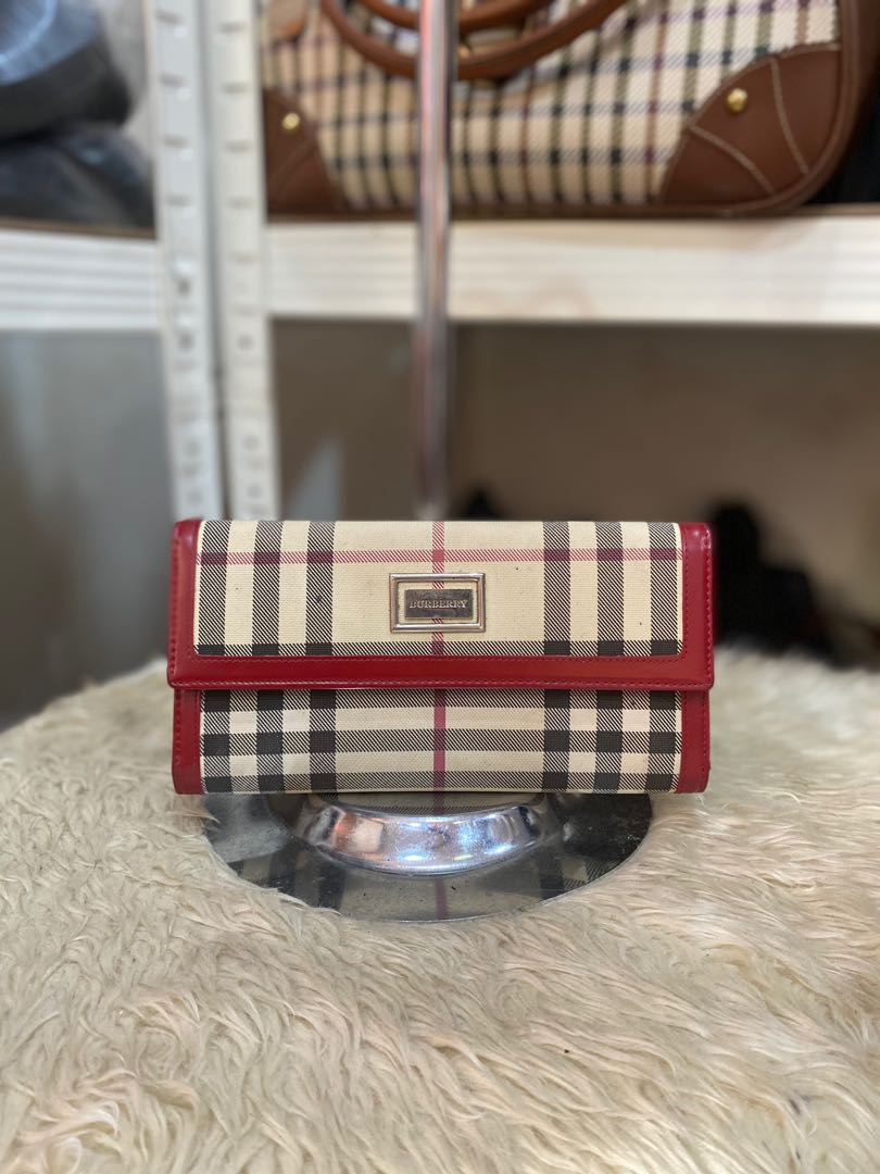 Burberry Red Long Wallet Luxury Bags Wallets on Carousell