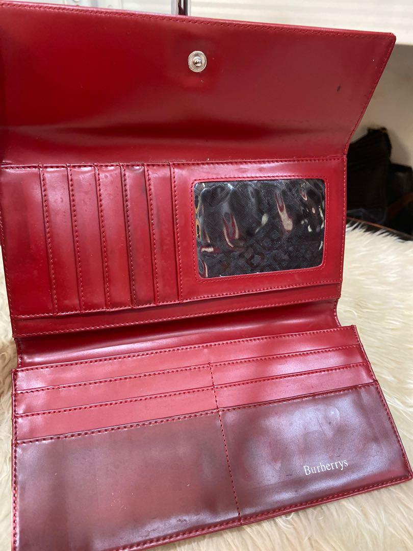 Burberry, Bags, Burberry Porter Red Leather Flap Continental Long Wallet  852831 680