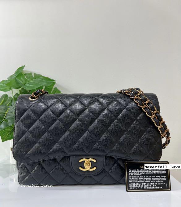 Chanel Classic Jumbo Black Caviar Ghw Bag, Luxury, Bags & Wallets