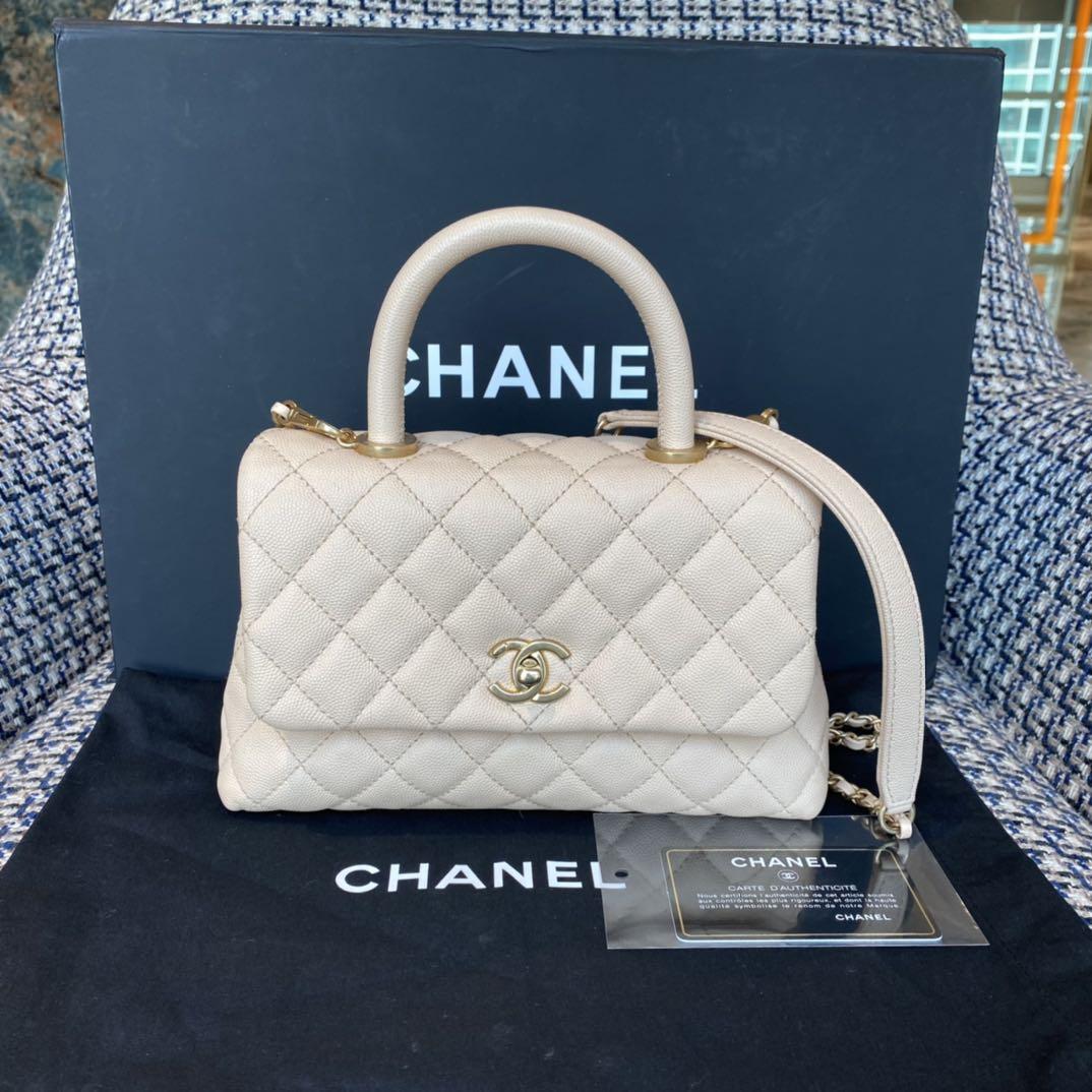 💛💛💯chanel coco handle cavier beige - like new, Luxury, Bags & Wallets on  Carousell