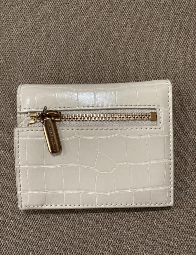Cream Croc-Effect Small Wallet - CHARLES & KEITH AU