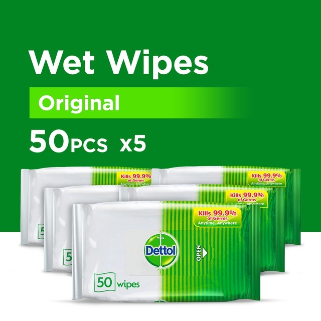 Dettol AntiBacterial Wet Wipes x50 (Kills 99.9 of Germs), Babies