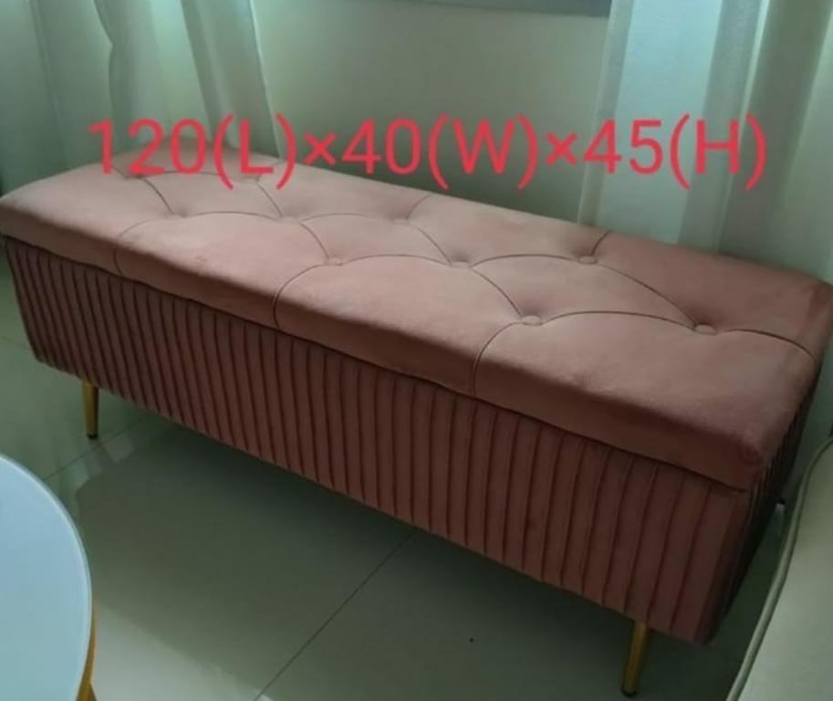 Dusty Rose Storage Bench and 2 rose gold bench, Furniture & Home Living