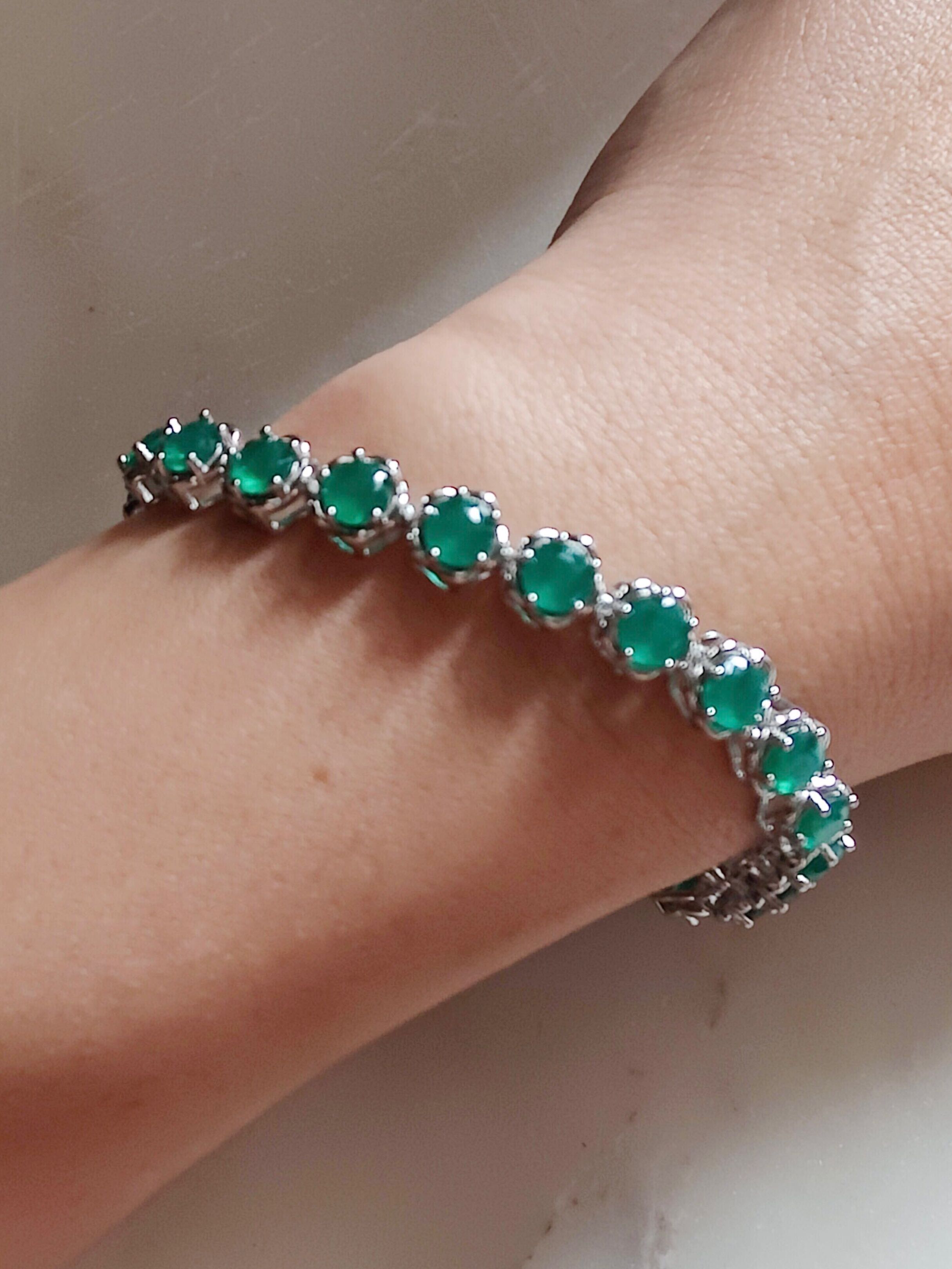 Emerald silver bracelet panna bracelet Silver chain Bracelet with Emerald-hdcinema.vn